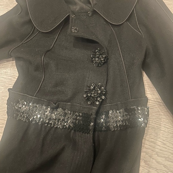 Moschino Sequined Wool Blend Peacoat Size 6 - Picture 2 of 5